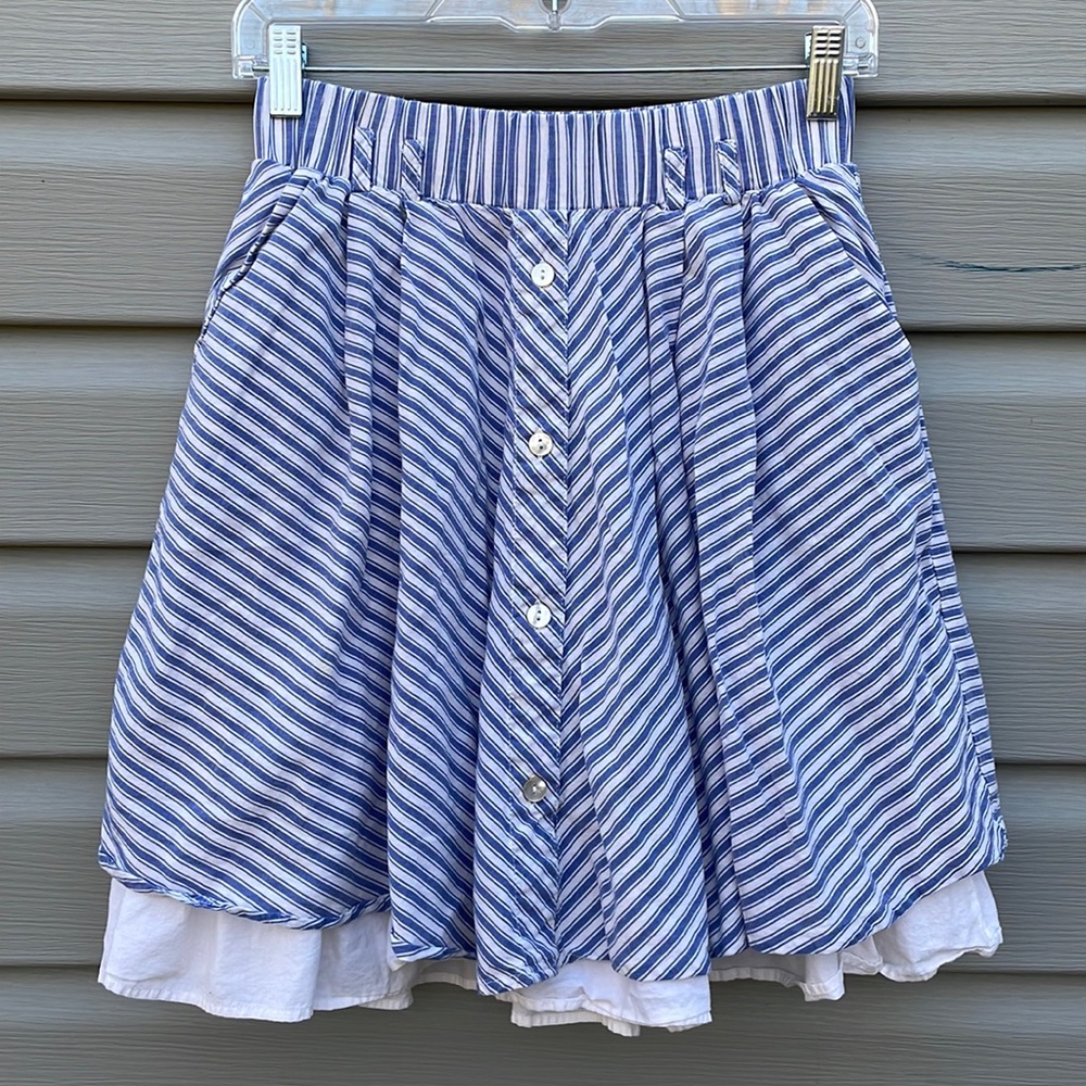 Zara Pinstriped Button-Down Full Mini Skirt